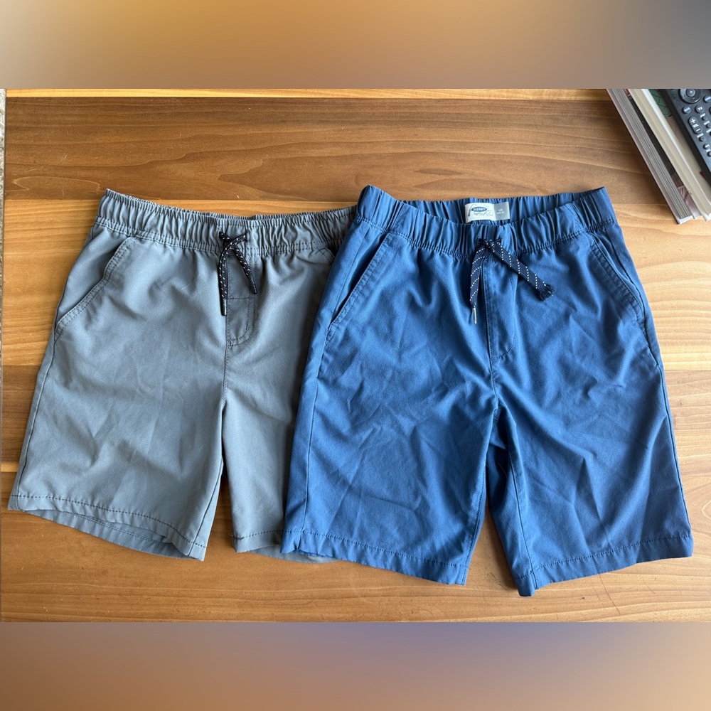 Cat & Jack + Old Navy Boys L (10-12) Two-Pair Elastic Waist Shorts - Gray & Blue